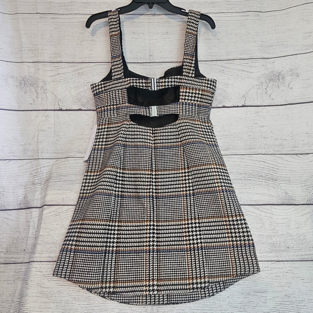Le' AL.X Size L Glen Plaid Woven Wool Blend Lined Plaid Tank Dress NWT $189 1026 - Picture 5 of 16